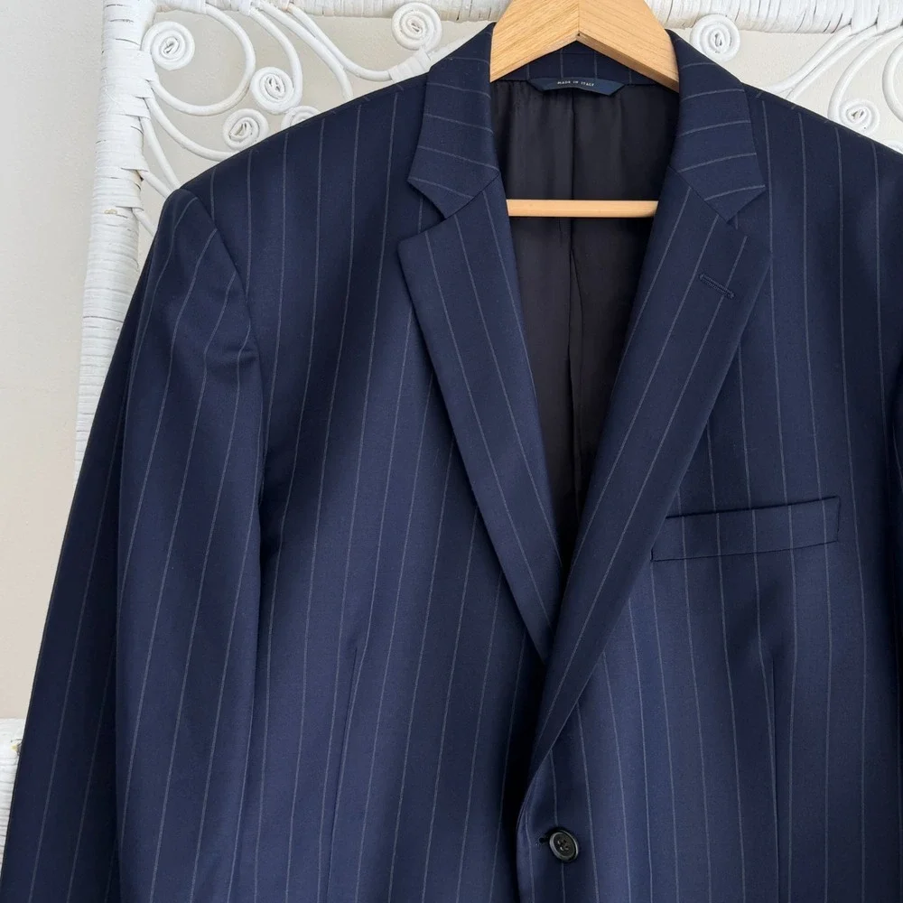 Brooks Brothers Blazer Mens 46R Navy Stripe Wool 1818 Madison Vitale Italy Made